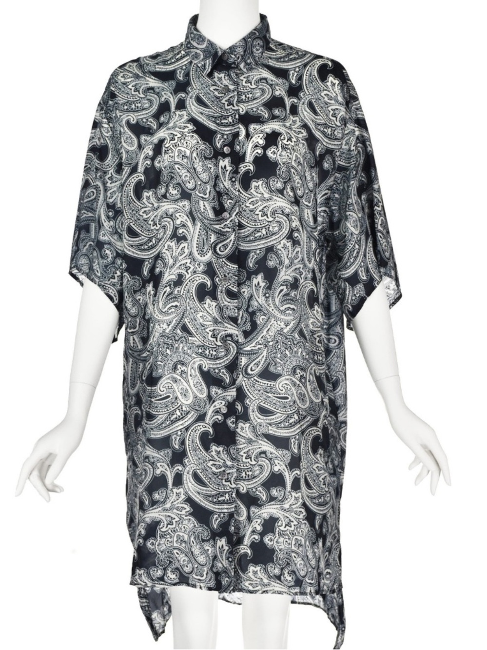 Acne Black and White Paisley Shirt Dress